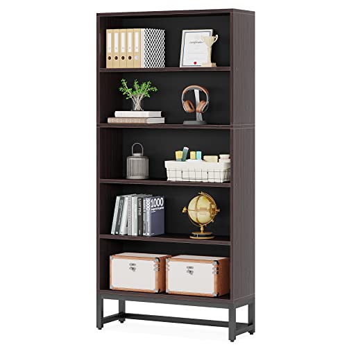 70.8 Inch Tall Bookcase and Bookshelf with Closed Back Shelf, 5-Tier Large Bookcases Organizer with Storage Shelves