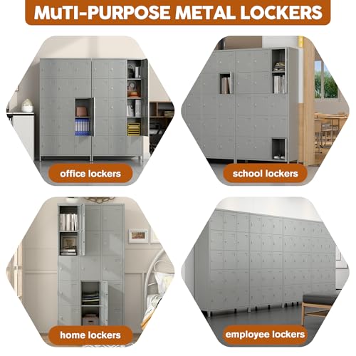 6 Door Metal Storage Locker 18 Hooks,Metal Locker for Employees with Lock for School Garage Office Gym Bedroom,Assembly Required