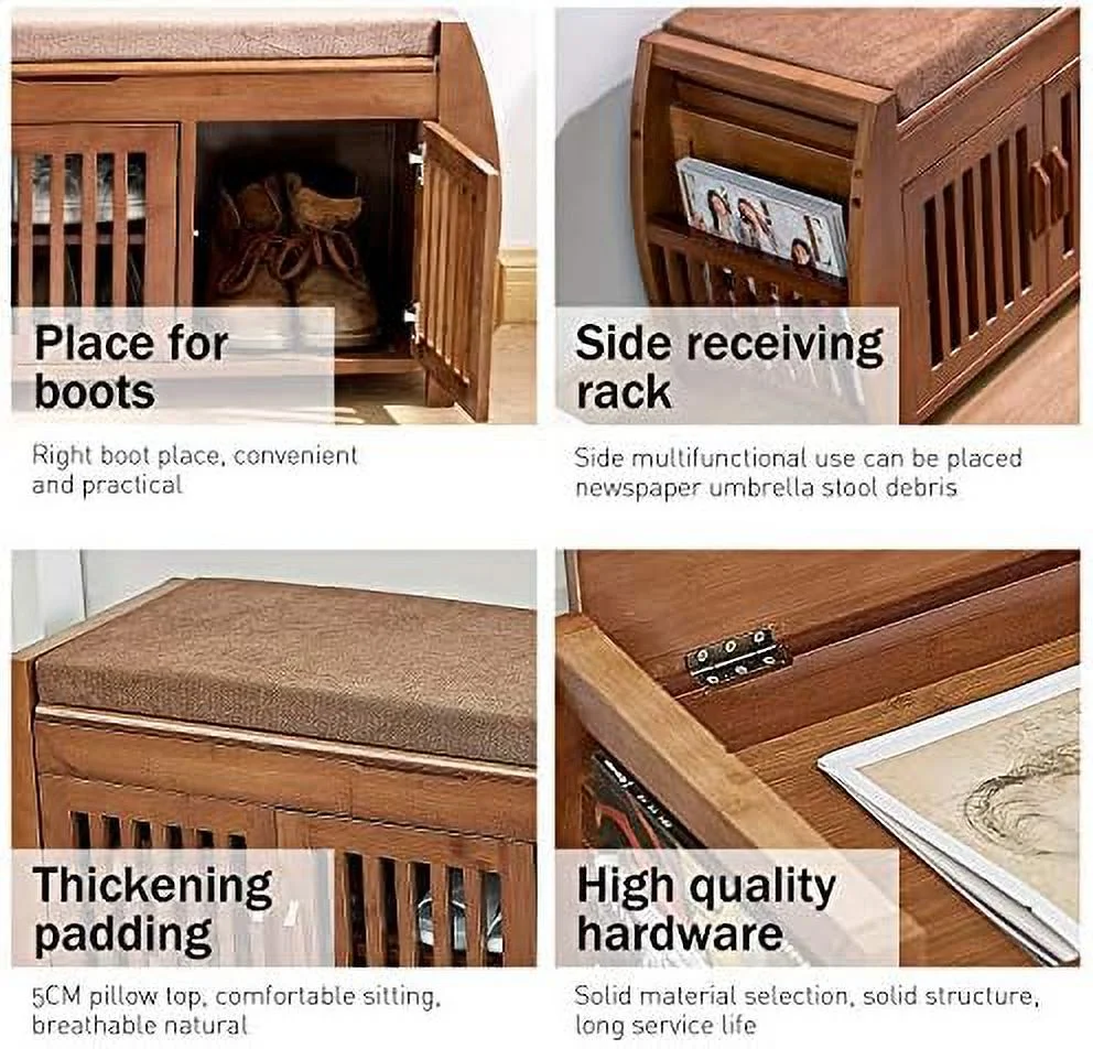 KBANZIBIU Shoe  Bench &amp; Bamboo Shoe Bench &amp; Shoe Rack Cabinet  Benches  Entryway  Organizer for Style &amp