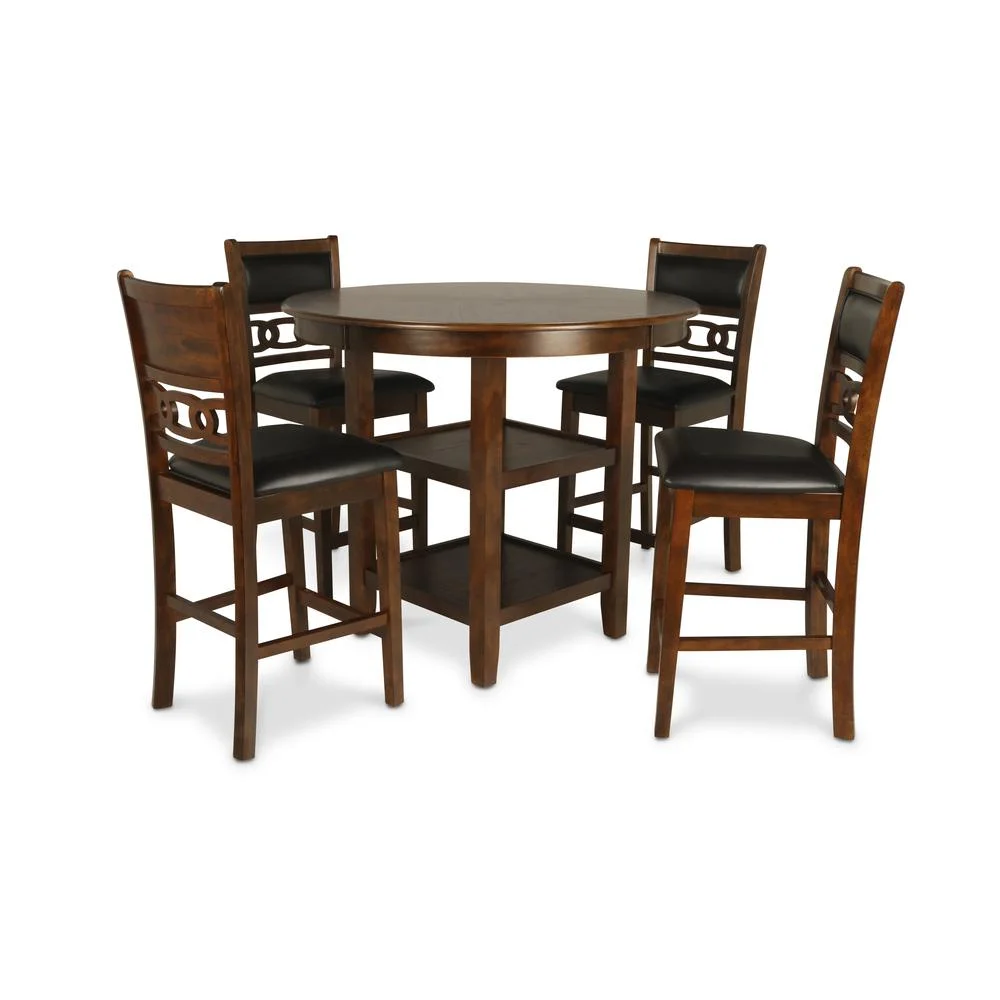 New Classic Furniture Gia 5-Piece Transitional Wood Dining Set in Brown