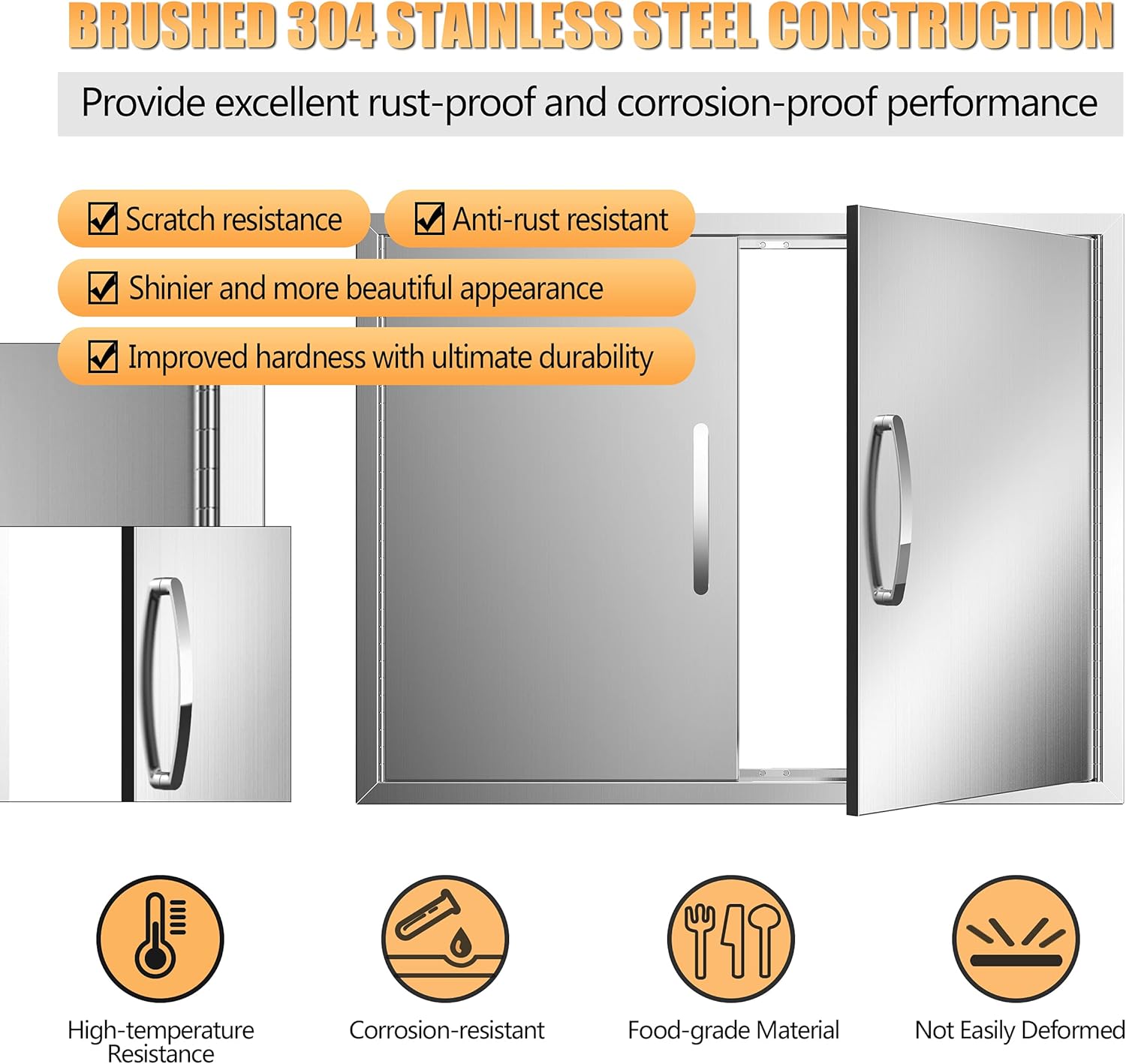 KODOM Outdoor Kitchen Doors 31W x 24H BBQ Double Access Door