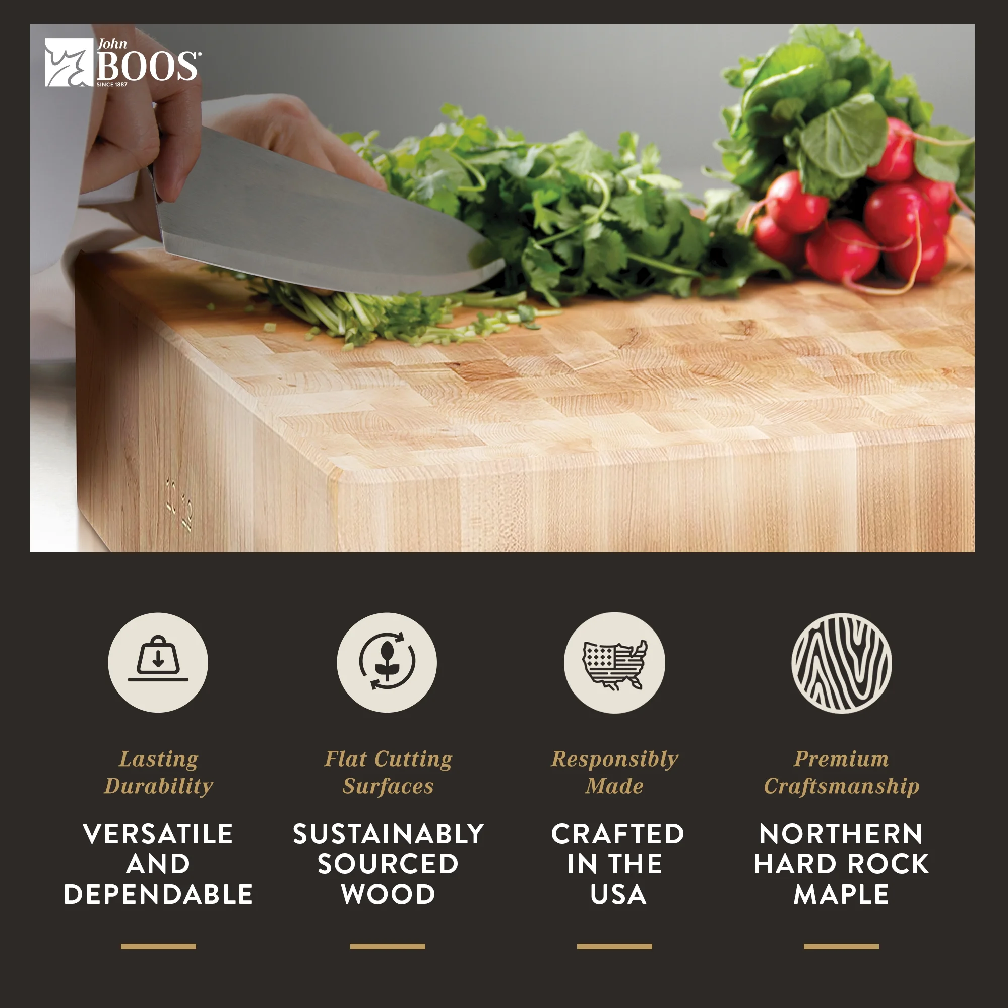 John Boos Large Maple Wood Cutting Board for Kitchen, 30” x 24” Boos Block