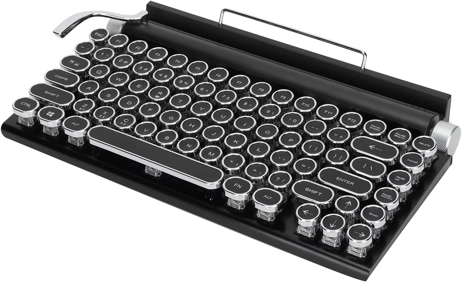 Retro Mechanical Keyboard,Typewriter Style Keyboard,Bluetooth 5.0 Blue Axis Mechanical Keyboard,RGB Backlit Wireless Keyboard,Replaceable Axis Design