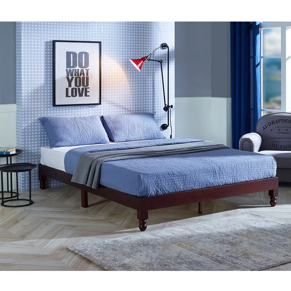 BIKAHOM Houston Full Size Bed Frame, 12 Inch Solid Wood Platform Bed with Under Bed Storage Space, No Box Spring Needed, Strong Wooden Slat Support