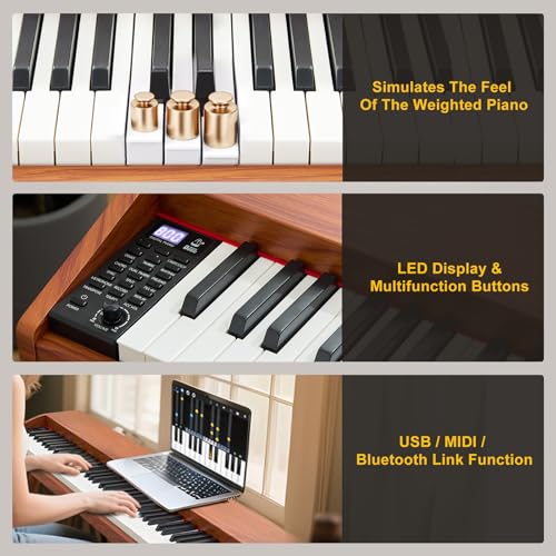 MUSTAR 88 Key Piano Keyboard for Beginners, Semi Weighted Electric Piano Keyboard 88 Keys, Portable Digital Piano 88 Key Weighted with 3-Pedal Unit