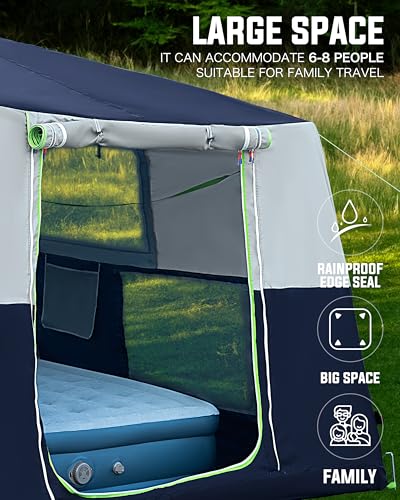 14.1'x6.5'x9' Inflatable Tents for Camping, Portable 6/8/10 Person Blow Up Air Tent