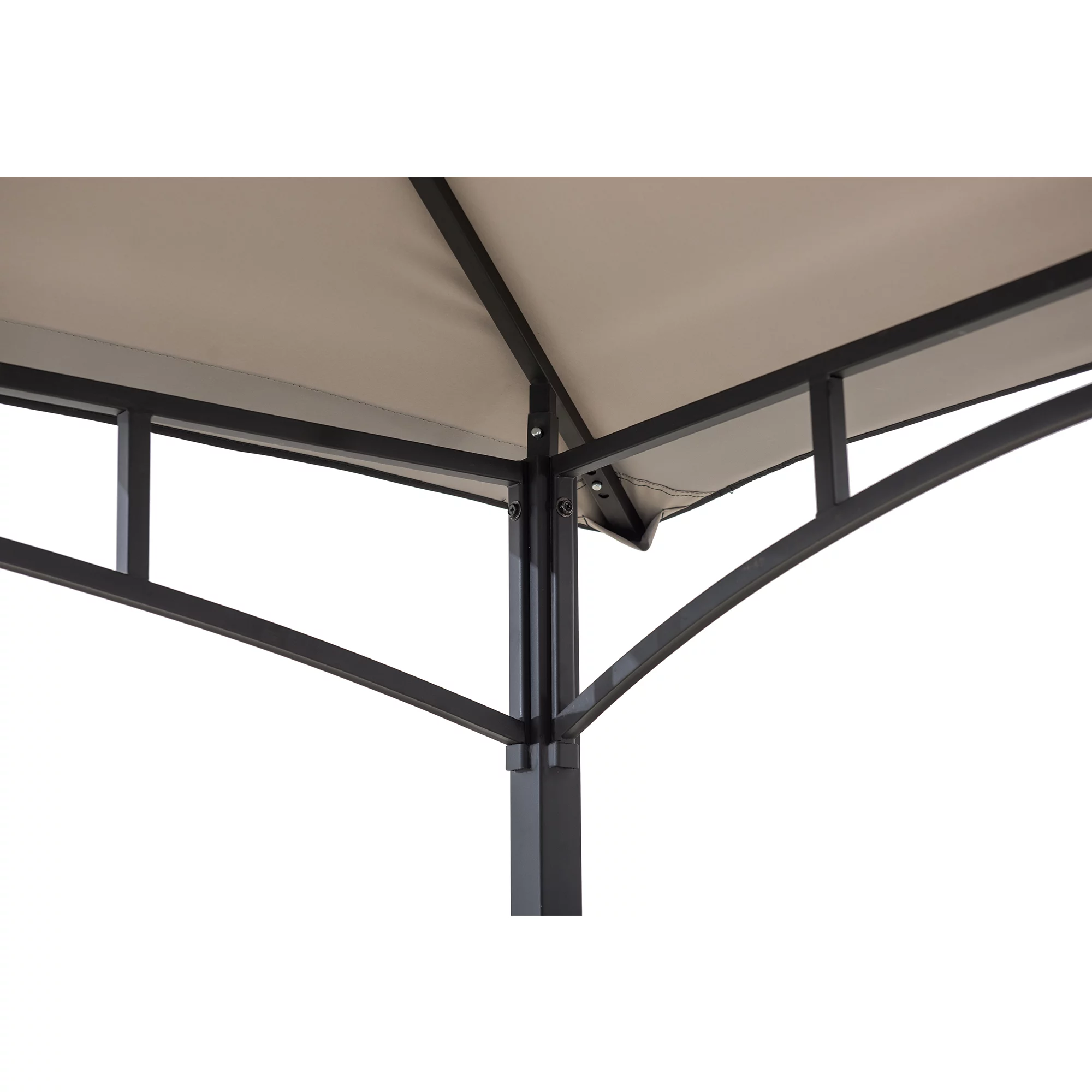Sunjoy 5 x 8 ft Black Steel Frame Double Tiered Canopy Grill Gazebo for Outdoor, Patio, Garden, and Backyard Activities,Gray and Black