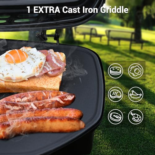 Brand-Man Griddle Grill Combo 6-Burner, 2 in 1 Versatile Propane Gas Grill and Griddle with Double Stainless Steel Lids