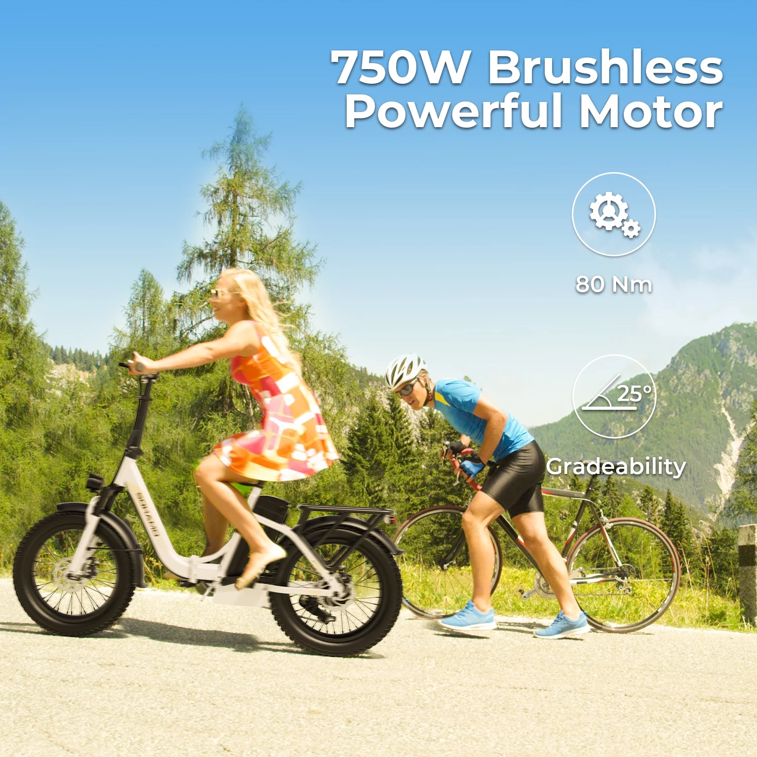 SOHAMO S3 48V 15AH Electric Bike for Adults 750W Folding E-Bike, 20" Fat Tire Electric Motorcycle, Shimano 7 Speed, Electric Commuter Bike