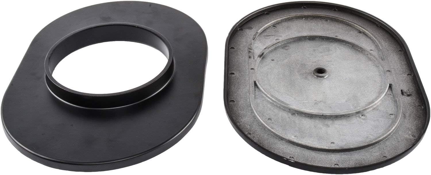 JEGS Finned Aluminum Air Cleaner | Oval 12” x 8 3/8 “ x 3” | Black Cast Aluminum Top | Fits 5 1/8 “ Diameter Neck
