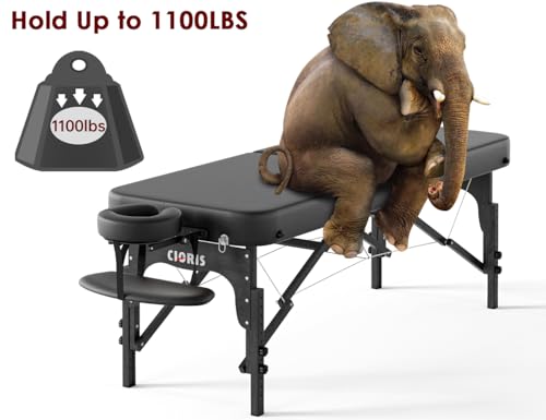 CLORIS 84" Professional Massage Table Portable 2 Folding Lightweight Facial Solon Spa Tattoo Bed Height Adjustable with Carrying Bag & Aluminium Leg