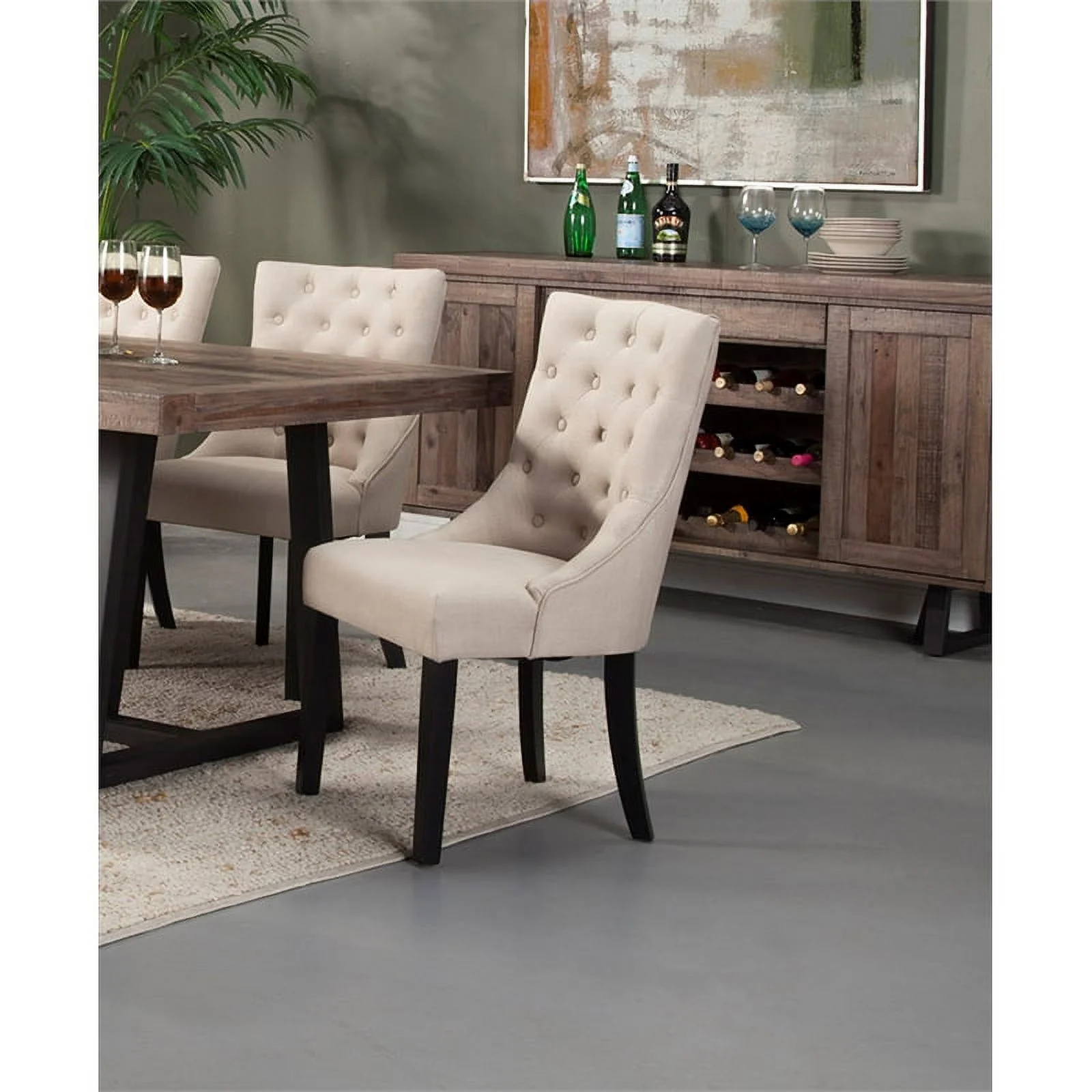 Home Square 4 Piece Set with Dining Table Dining Side Chairs & Dining Bench