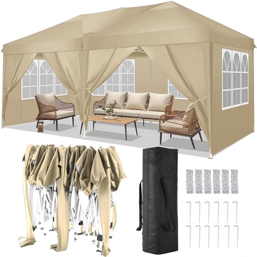 COBIZI Canopy 10x20 Pop Up Canopy Tent with 6 Sidewalls Party Tents for Parties Weddings Backyard Waterproof Canopy Outdoor Commercial Canopy Event