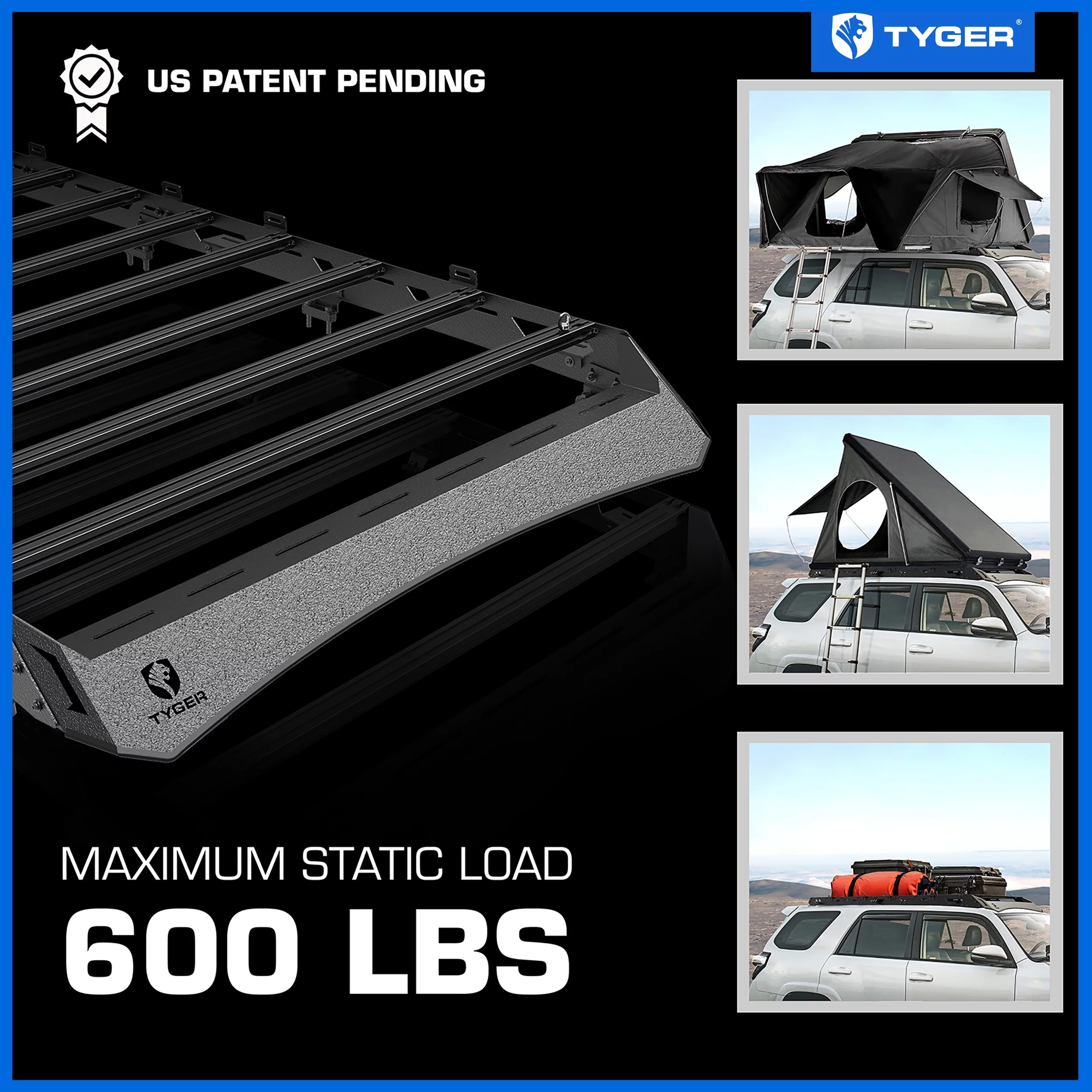 Tyger Auto Platform Style Roof Rack Compatible with 2010-2024 Toyota 4Runner | Cargo Storage Carrier for Outdoors Gear| Paintable Accent Inserts to