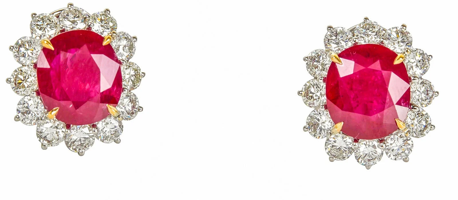 GIA CERTIFIED RUBIES OVAL SHAPE DIAMOND ROUND BRILLIANT SHAPE EARRING