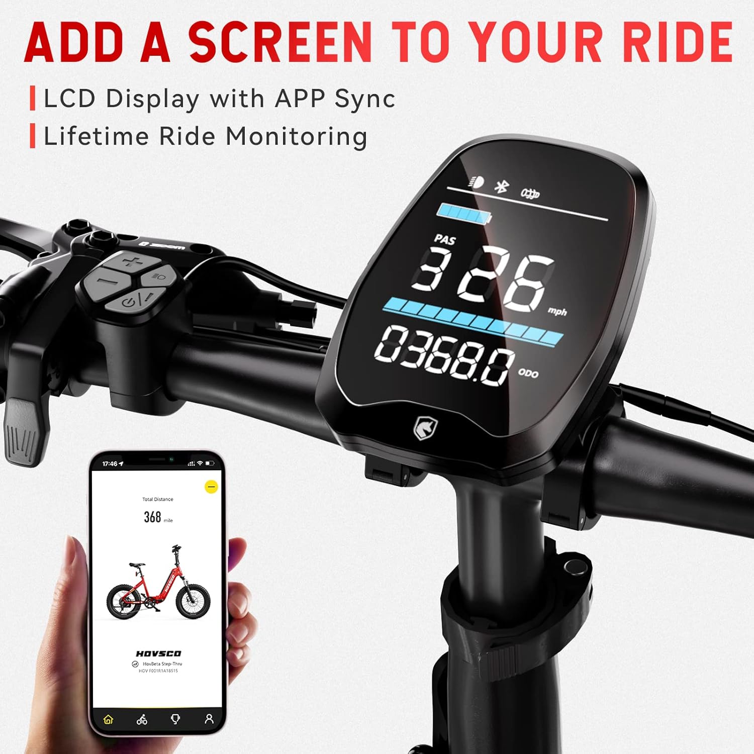 Electric Bike for Adults, HOVSCO Foldable 20'' Fat Tire Ebike 750W Motor Torque Sensor 28Mph Bike