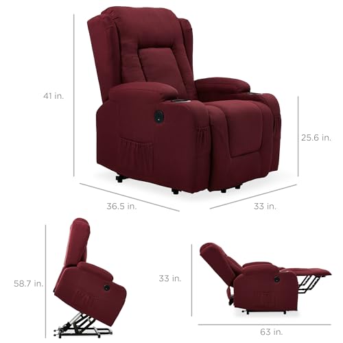 Best Choice Products Modern Linen Electric Power Lift Chair, Recliner Massage Chair, Adjustable Furniture for Back, Legs w/ 3 Positions, USB Port
