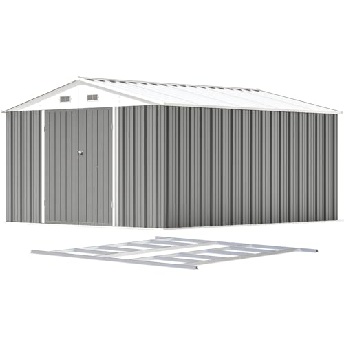 Patiowell 5x3 FT Outdoor Storage Shed, Tool Shed with Sloping Roof and Lockable Door, Metal Shed for Backyard Garden Patio Lawn, Brown