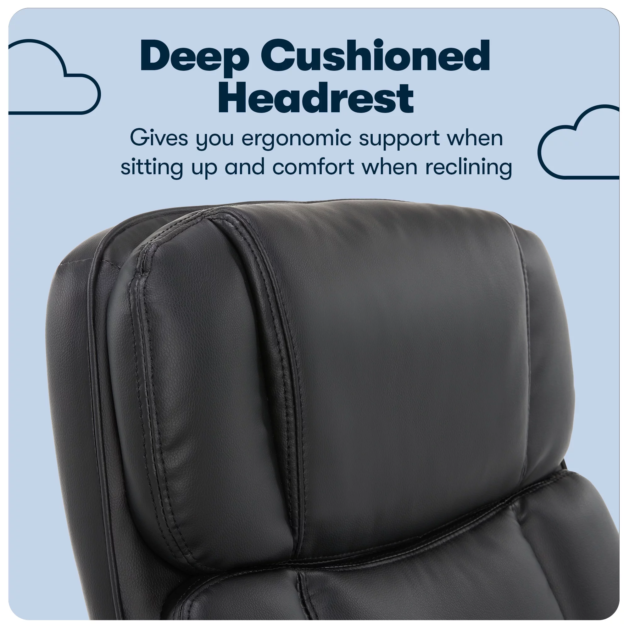 Serta Puresoft Faux Leather Big and Tall Executive Office Chair, Black