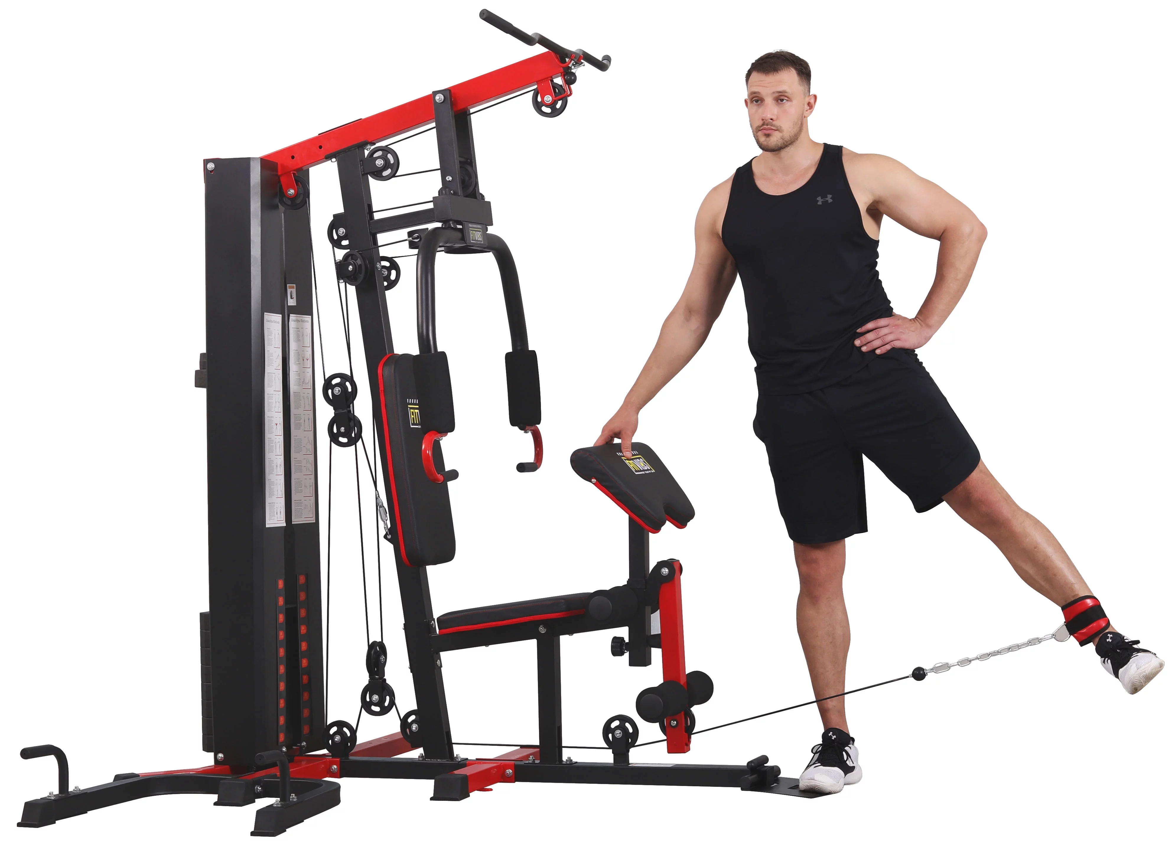 Fitvids LX750 Home Gym System Workout Station with 330 Lbs of Resistance, 122.5 Lbs Weight Stack, One Station