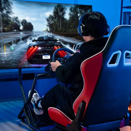 ARES WING Racing Simulator Cockpit with Monitor Mount and Seat, Formula and GT Sim Racing Cockpit Compatible with Fanatec, Thrustmaster, Logitech