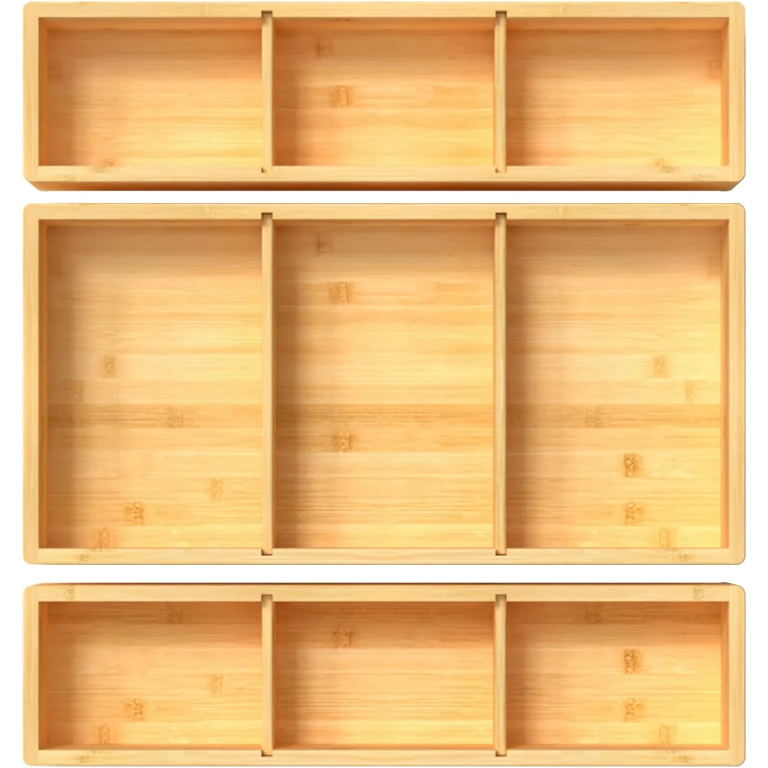 FDTBYHVYT Bamboo Drawer Organizer 12.5&amp;#39;&amp;#39; X 12.5&amp;#39;&amp;#39; X 2&amp;#39;&amp;#39