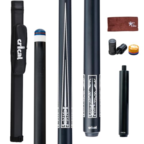CRICAL Carbon Fiber Pool Cue Stick 58" Billiard Cue Sticks Professional Low Deflection Pool Sticks with 3/8 * 8 Pin Joint and 12.5mm Tip
