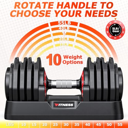 Adjustable Dumbbells Set of 2, 1-Sec Adjustable Weights Dumbbells Set, 5 in 1 Free Dumbbell with Anti-Slip Texture Handle
