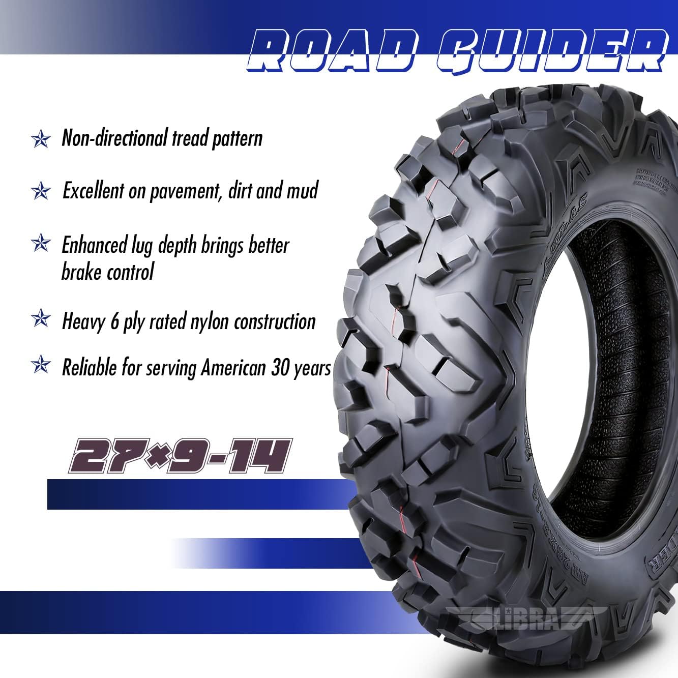 Set of 2 ATV UTV Tires 27x9-14 27X9x14 6PR Mud