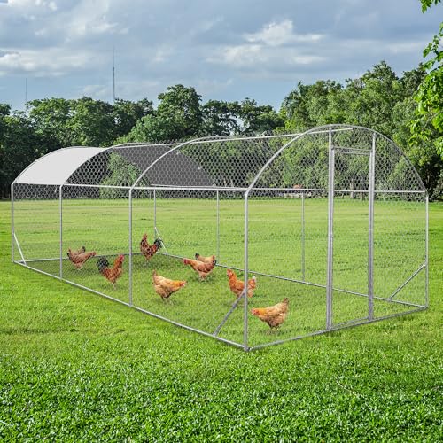 COVERONICS Metal Chicken Coop Run - Outdoor Large Chicken Coop with Waterproof Cover and Security Lock