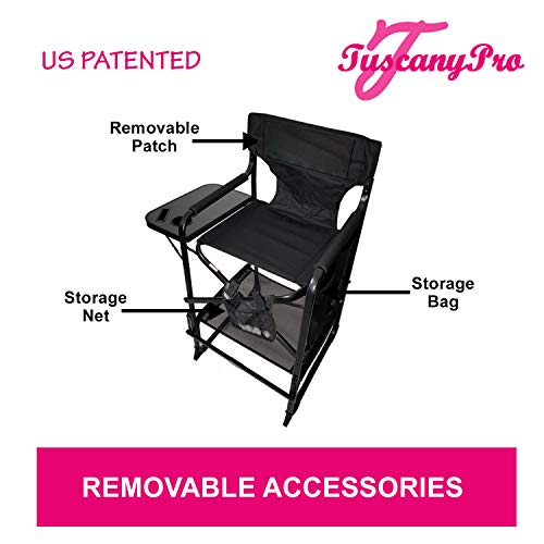 Portable Heavy-Duty Makeup Artist Chair with Umbrella Light Kit - Perfect for Makeup, Salon, Events with 29 Inch Seat Height - Carry Bag Included