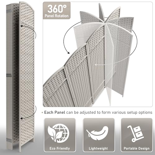 Sorbus 8-Panel Black Room Divider with Double Hinged Panels, 6 ft Tall Folding Privacy Screen