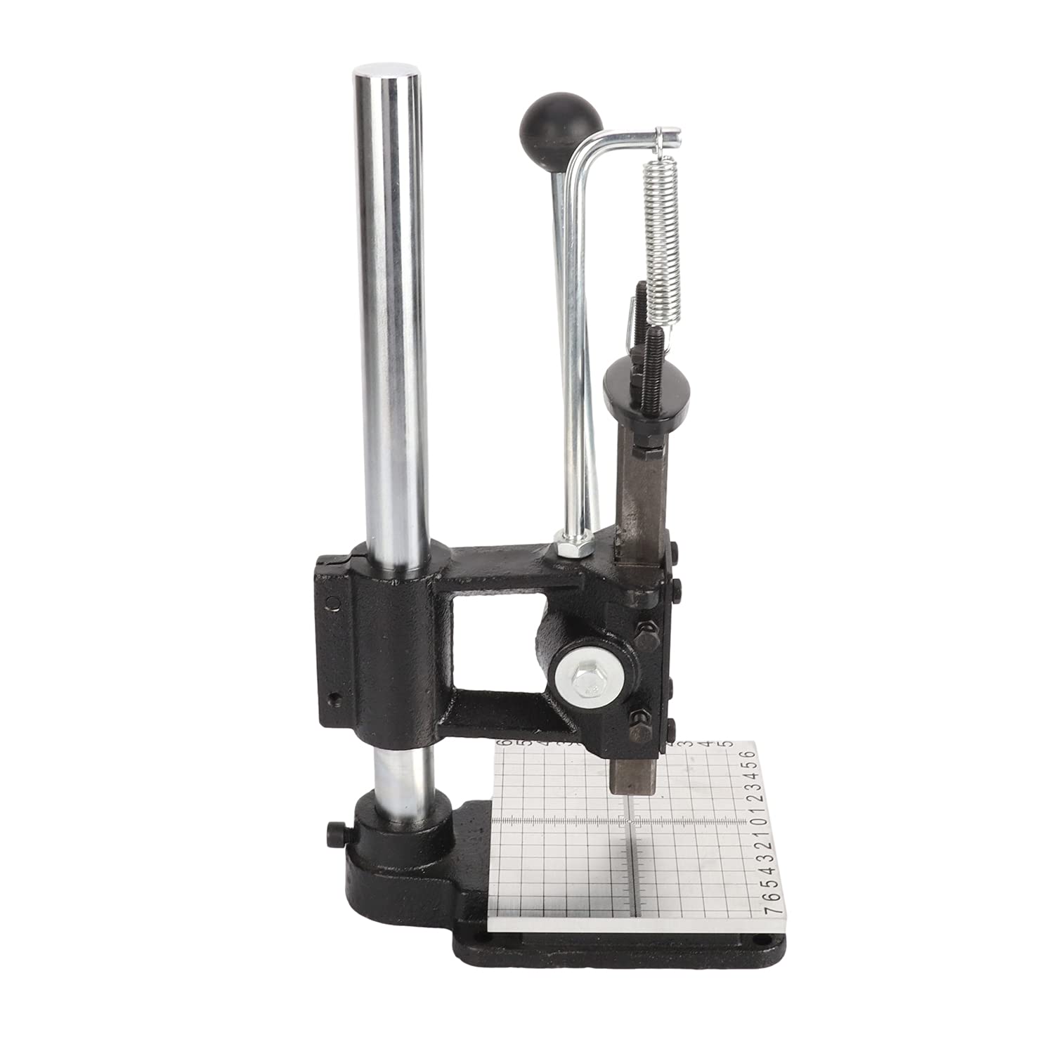 AIWFL Leather Hole Puncher Hand Punching Machine with Drill Chuck DIY Leather Craft Press Punching Holes Tool with Aluminum Plate with Scale Table