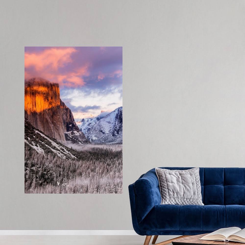 Winter Sunset Over Yosemite Valley from Tunnel VIEW, Yosemite National Park, California | Poster Print | 40x60 | Great Big Canva
