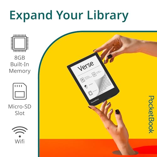 PocketBook Verse E-Reader | Eye-Friendly 6'' E-Ink Carta™ HD Touchscreen | Adjustable SMARTlight | Up to 1 Month of Battery Life | WiFi & Memory Card