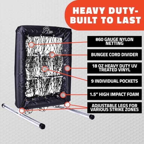 Anytime Baseball Pitching Net with Strike Zone | The No Hitter Net 9 Hole Net | Strike Zone Target for Baseball & Softball Training