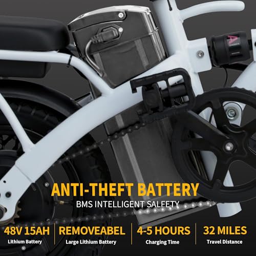 EBKAROCY Ebikes for Adults, 400W Motor 22MPH Max Speed, 14” Tire, 48V 15AH Removable Battery for Electric Bike, Multi-Shock Absorption, City Commuter