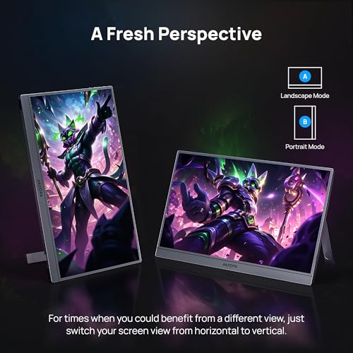 ARZOPA 16.1'' 144Hz Portable Gaming Monitor, 106% sRGB 1080P FHD Kickstand Portable Monitor with HDR, Ultra Slim, Eye Care