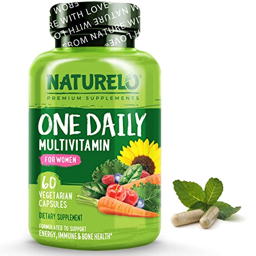 NATURELO One Daily Multivitamin for Women - Energy Support - Whole Food Supplement to Nourish Hair, Skin, Nails - Non-GMO - No Soy - Gluten Free