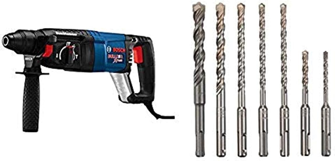 BOSCH 11255VSR Bulldog Xtreme - 8 Amp 1 Inch Corded Variable Speed Sds-Plus Concrete/Masonry Rotary Hammer Power Drill with Carrying Case, Blue