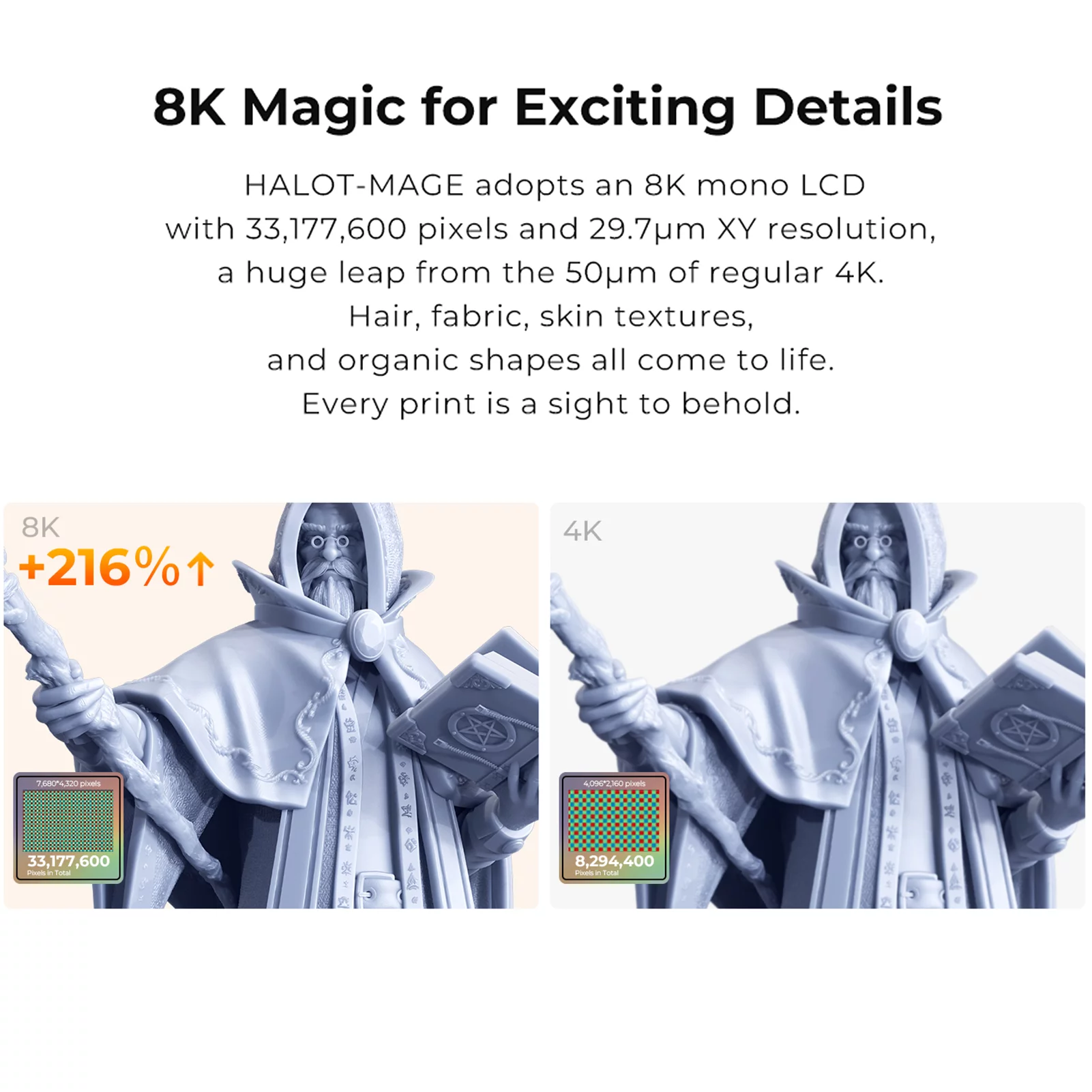 Pinnaco Creality HALOT-MAGE 3D Printer LCD UV Photocuring Resin Printer with 8K Resolution 10.3'' Monochrome Screen and 4.3'' Touchscreen High