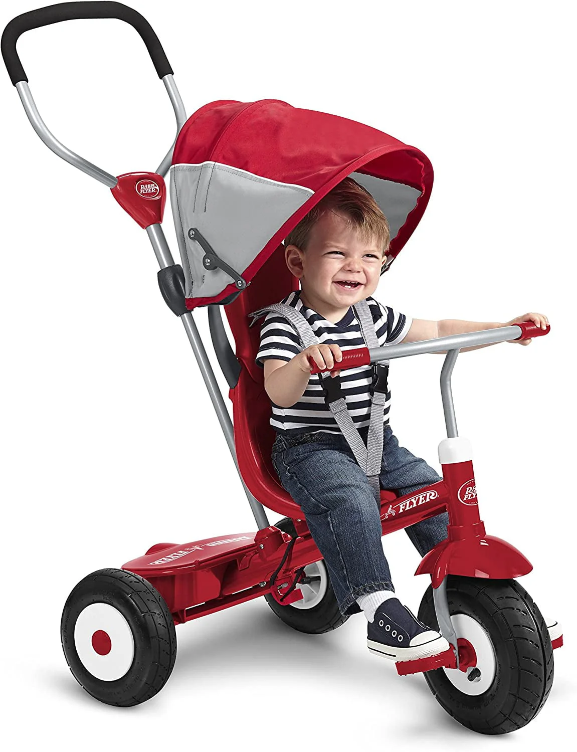 Radio Flyer, All-Terrain 4-in-1 Stroll 'N Trike, Air Tires, Red