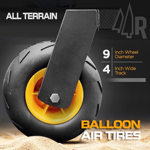 Beach Wagon with Big Wheels for Sand [Large Balloon Air Tires] Folding Utility Cart with Rustproof Heavy-Duty Steel Frame