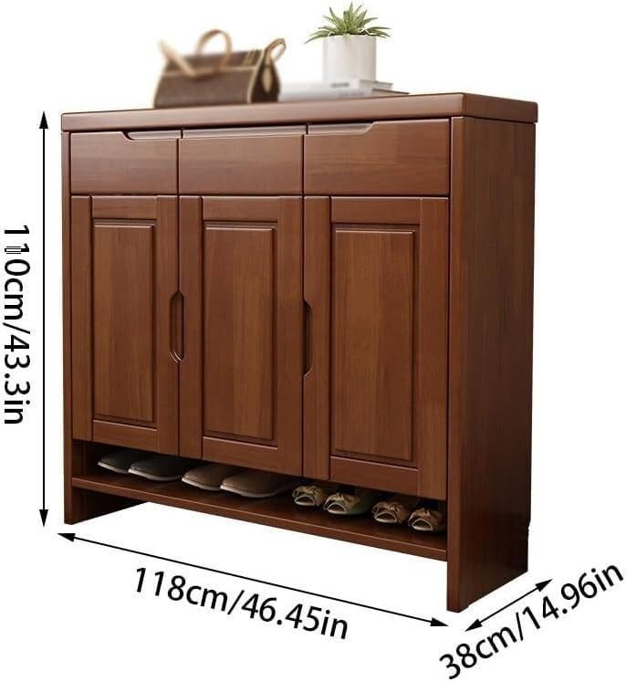 Shoe Storage Cabinet Entrance Shoe Cabinet with 3 Storage Drawers Home Living Room Corridor Solid Wood Shoe Cabinet Storage Cabinet Shoe Cabinet for
