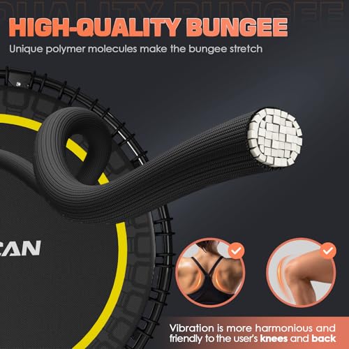BCAN 450/550 LBS Foldable Mini Trampoline, 40"/48" Fitness Trampoline with Bungees, U Shape Adjustable Foam Handle
