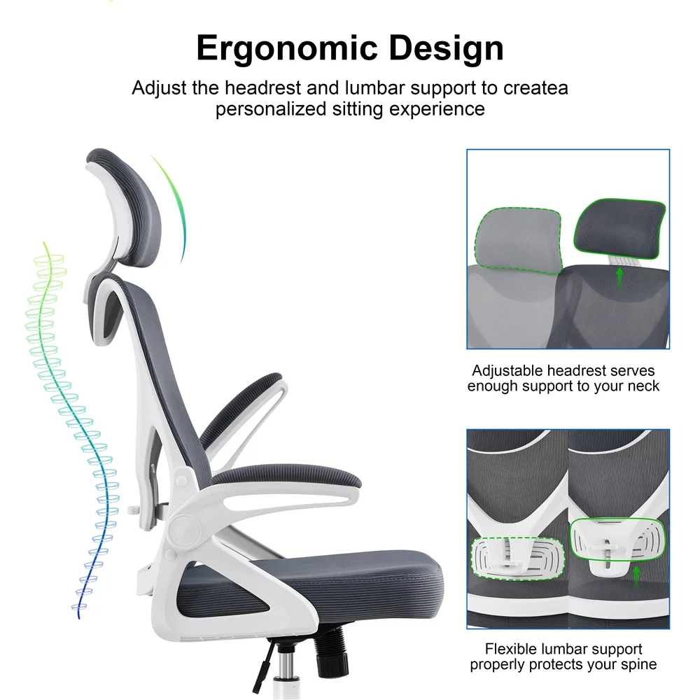Alden Design Ergonomic Mesh Office Chair with High Back, Black