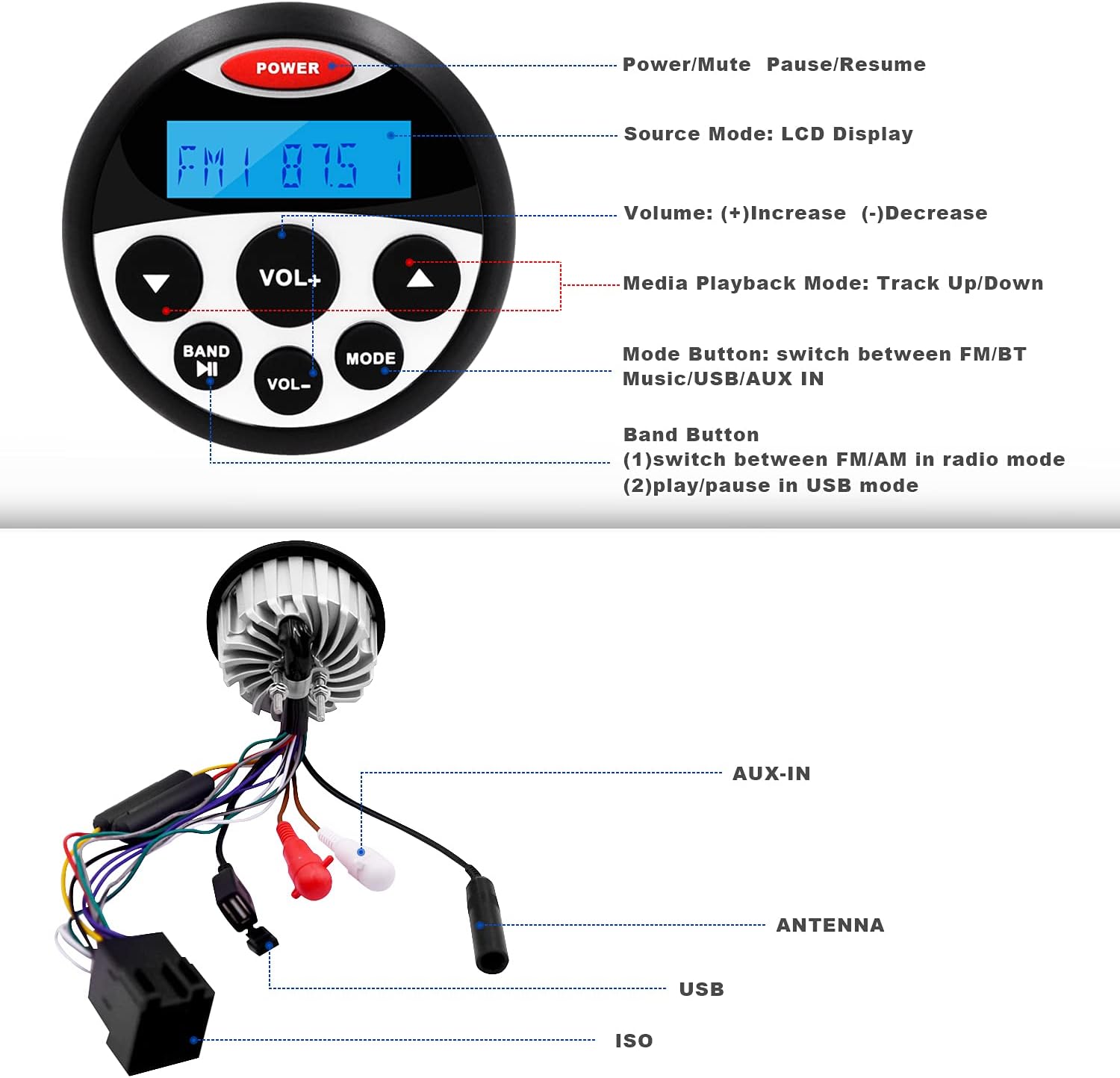 GUZARE Boats Marine Stereo and Speaker Package