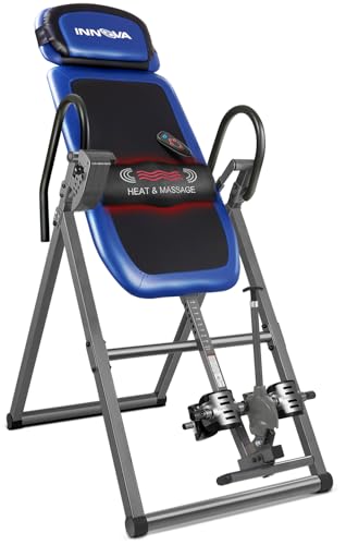 INNOVA HEALTH AND FITNESS ITM4800 Advanced Heat and Massage Inversion Table,Black/ Blue / Gray