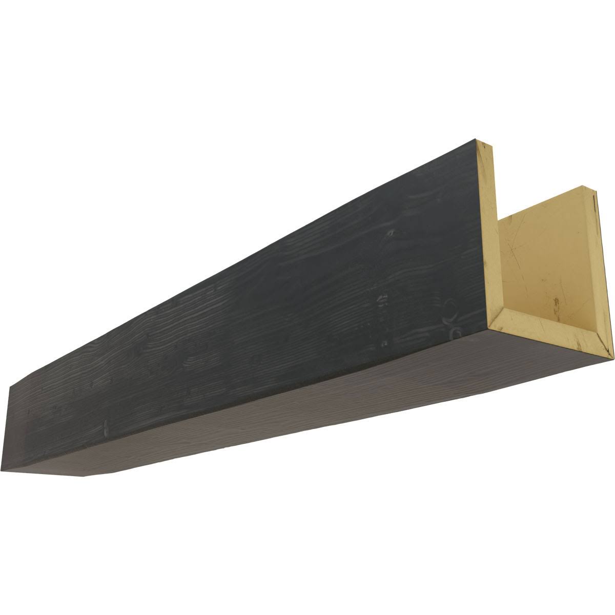 Ekena Millwork BMSD3C0100X060X096ES 10x22W x 6x22H x 8&L 3-Sided (U-beam) Sandblasted Endurathane Faux Wood Ceiling Beam, Aged A