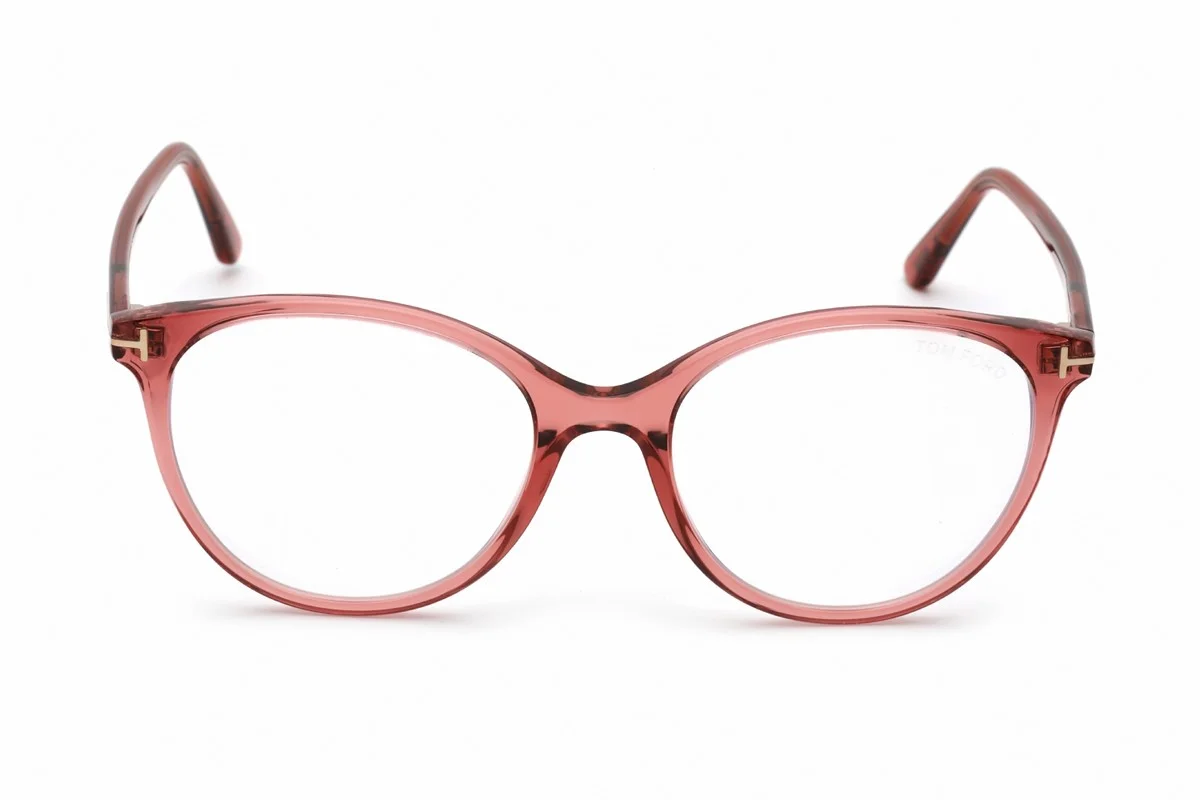 Eyeglasses Tom Ford FT 5742 -B 072 Shiny Transparent Antique Rose, "t" Logo / Bl